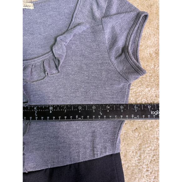 Bebop Grey Black Fitted Dress Women Size M Ruffle Scoop Neck Casual D874 - Picture 10 of 12